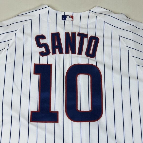 Majestic Chicago Cubs Ron Santo #10 Pinstripe Jersey Size 48 Brand New Tags USA - Picture 7 of 8